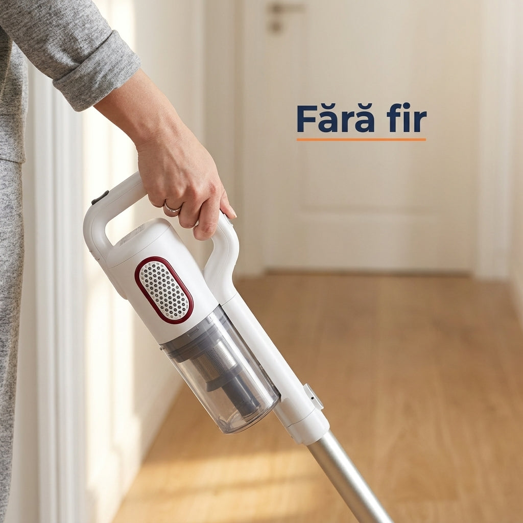 Aspirator Vertical fără Fir 2 în 1, 120W, Acumulator 2000 mAh, până la 40 de Minute, Alb