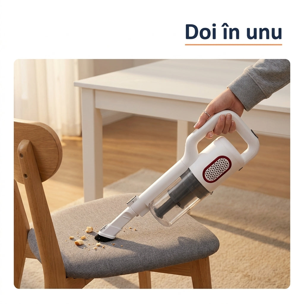 Aspirator Vertical fără Fir 2 în 1, 120W, Acumulator 2000 mAh, până la 40 de Minute, Alb