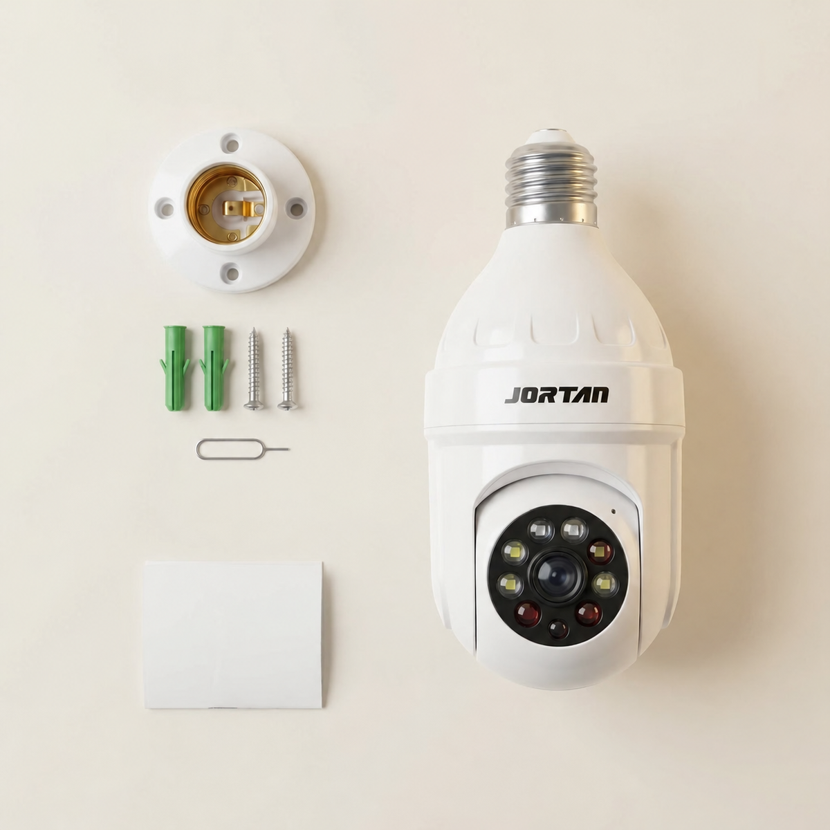 Cameră de Supraveghere WiFi în Formă de Bec JORTAN JT-9296, 2MP, Se Înșurubează în Dulie, Rotire 355°, Vedere Color Noaptea