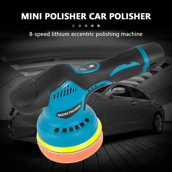 Aparat Polish Auto, 2 Acumulatori 12V, fara fir, portabil, 2500-5000 Rpm, 8 Viteze, Albastru/Negru Trendysale.ro