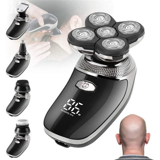 Aparat de ras electric, Reincarcabil, 5 capete de schimb, Cablu USB, Negru Trendysale.ro