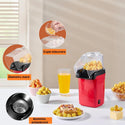 Aparat electric pentru preparat popcorn, fara ulei, cu aer cald, 1200W, sistem antialunecare, culoare rosie Trendysale.ro