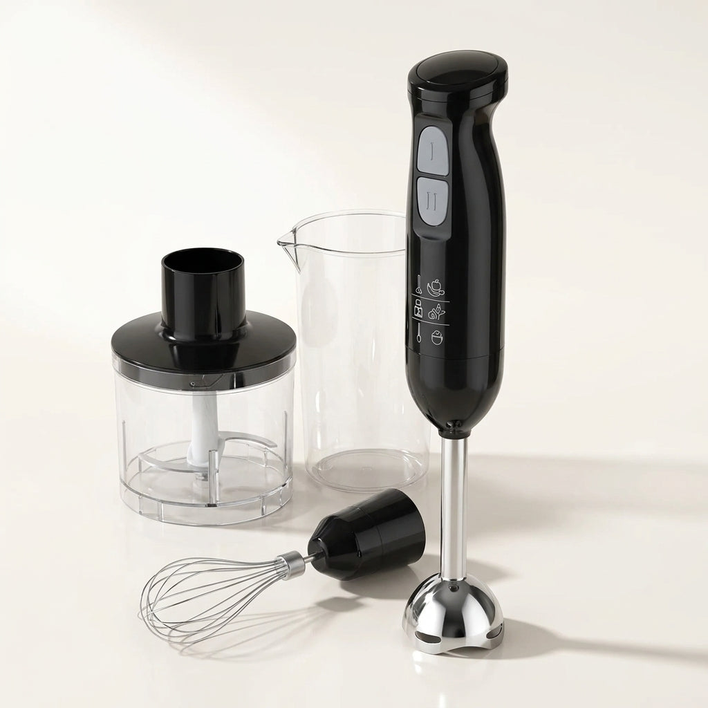Blender Vertical 4 în 1, 1600 W, cu Tocător de 500 ml, Pahar Gradat de 600 ml, Tel și 2 Viteze