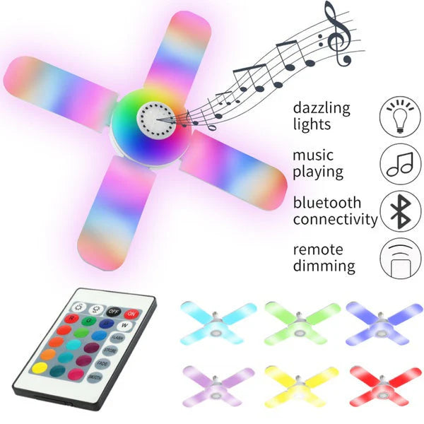 Bec cu 4 brate cu lumina multicolora, cu functie muzicala prin bluetooth, telecomanda inclusa Trendysale.ro