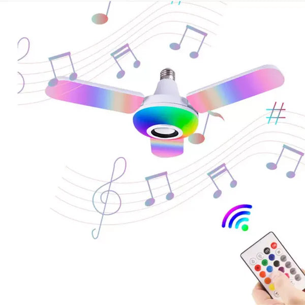 Bec cu 4 brate cu lumina multicolora, cu functie muzicala prin bluetooth, telecomanda inclusa Trendysale.ro