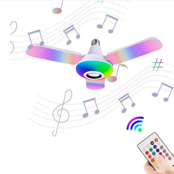 Bec cu 4 brate cu lumina multicolora, cu functie muzicala prin bluetooth, telecomanda inclusa Trendysale.ro
