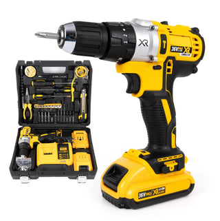 Bormasina Electrica cu Percutie si Trusa Completa ,2 Acumulatori, Incarcator si 24 Accesorii Trendysale.ro