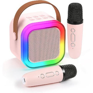 Boxă Portabilă cu 2 Microfoane, Bluetooth, Compatibilă iOS/Android, Sunet de Înaltă Calitate, Ideală pentru Karaoke, 5W Trendysale.ro