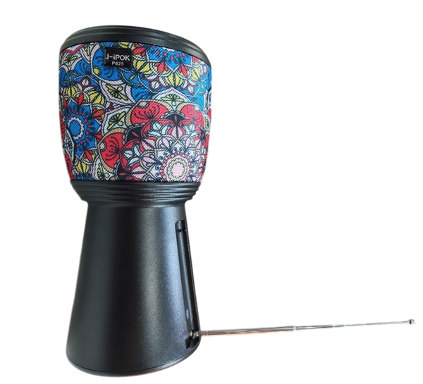 Boxa Portabila Bluetooth cu Incarcare Solara, Radio FM si Lanterna, Negru cu Model Floral Trendysale.ro