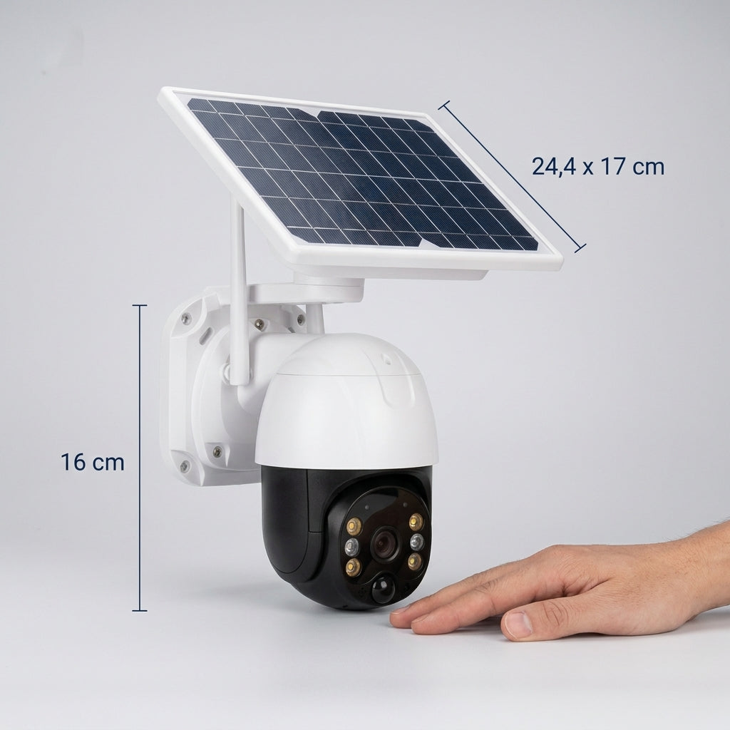 Cameră de Supraveghere WiFi cu Panou Solar, Acumulatori 18000mAh, Card 32GB și Vedere Nocturnă