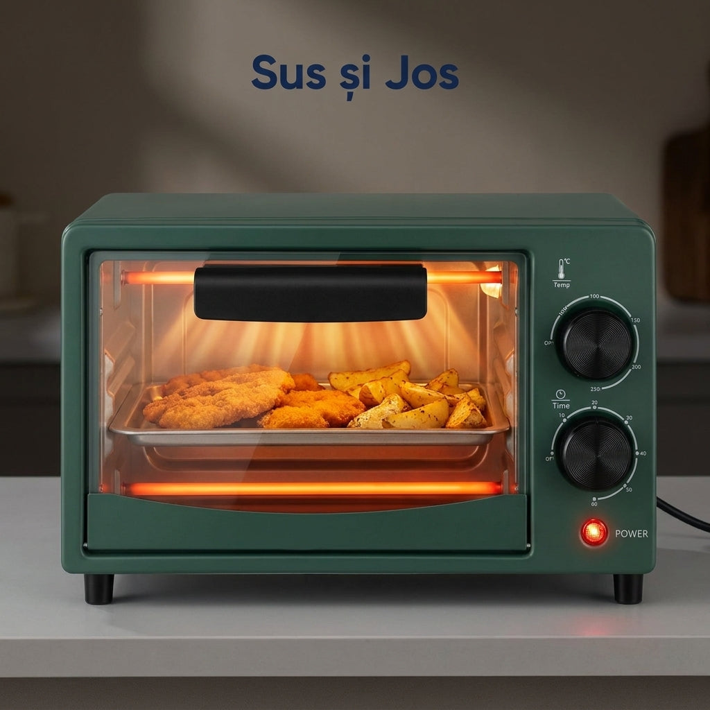 Cuptor Electric Compact 12 L, 800 W, Rezistențe Sus și Jos, până la 230°C, Timer de 60 de Minute