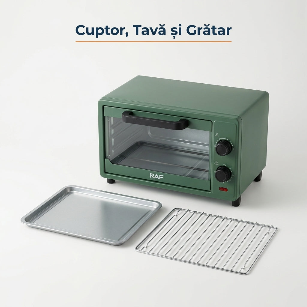 Cuptor Electric Compact 12 L, 800 W, Rezistențe Sus și Jos, până la 230°C, Timer de 60 de Minute