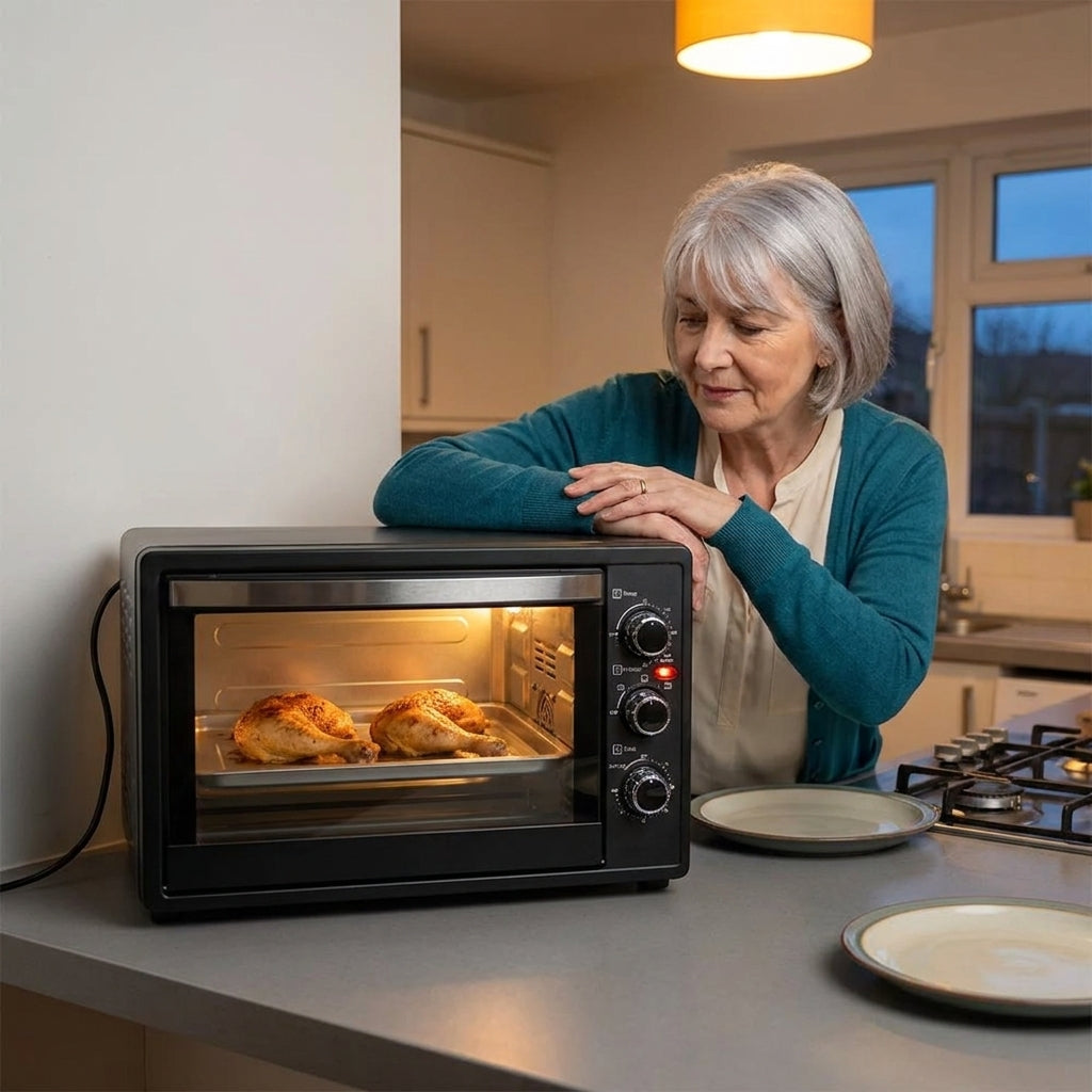 Cuptor Electric 25L, 1500W, 4 Rezistențe Inox, Încălzire Sus/Jos, până la 250°C, Timer 60 Min