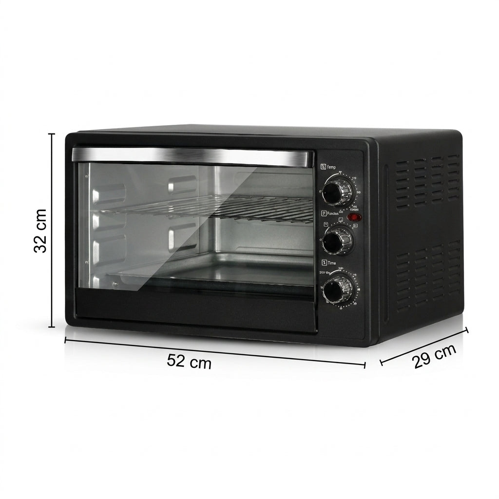 Cuptor Electric 25L, 1500W, 4 Rezistențe Inox, Încălzire Sus/Jos, până la 250°C, Timer 60 Min