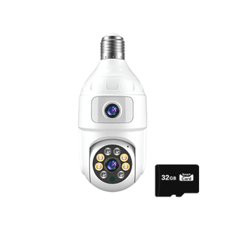 Cameră Smart Tip Bec WiFi – 4MP + 4MP, Supraveghere Panoramică cu Detecție Mișcare  + Card Trendysale.ro