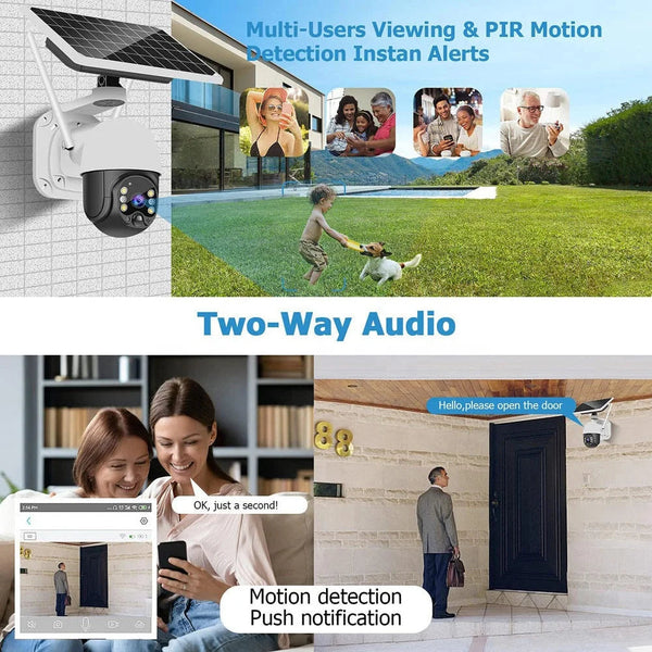 Camera Solara 4G Cartela SIM, Full HD1080p, 3 MP, Zoom 10X, Panou Solar 9W, IP 66, Vizualizare 350° Plus Card 32GB Trendysale.ro