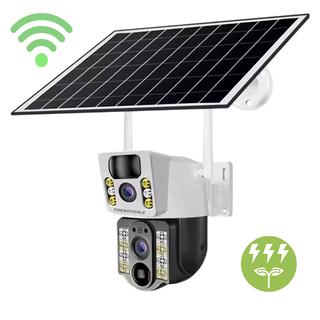 Cameră Supraveghere Dubla WiFi 6MP cu Panou Solar 8W, Baterie 8000mAh, Zoom 10X și Vedere Nocturnă Trendysale.ro