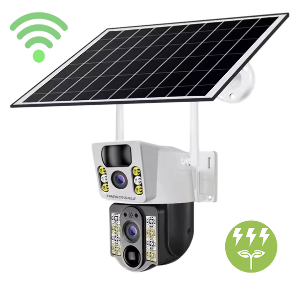 Cameră Supraveghere Dubla WiFi 6MP cu Panou Solar 8W, Baterie 8000mAh, Zoom 10X și Vedere Nocturnă Trendysale.ro
