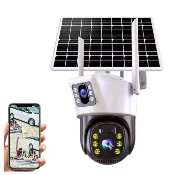 Camera Video Supraveghere 4K, Wifi, 4G, 2 Lentile, Panou Solar, 360° Trendysale.ro