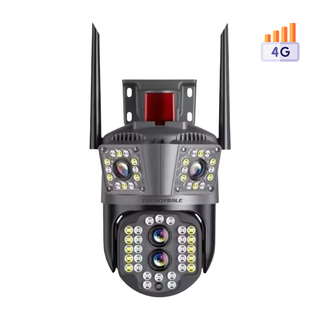 Camera de Supraveghere Tripla WIFI, 12MP, Exterior/Interior, Ultra HD, 5X zoom, Rotire, Leduri, Lumina, Comunicare Bidirectionala, Alarma, Senzor Miscare Trendysale.ro