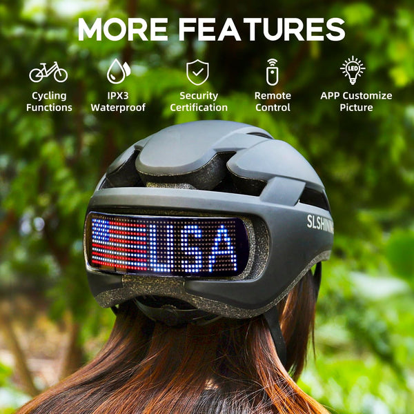 Casca Inteligentă pentru bicicleta sau trotioneta, cu afișaj LED, control prin aplicație & telecomandă, semnalizare, vitezometru ,negru Trendysale.ro