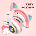 Casti bluetooth v5.0 pliabile, LED, design ureche de pisica, bass, stereo Trendysale.ro