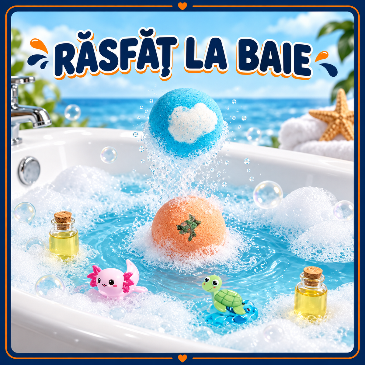 Bombe de Baie pentru Copii, Set 12 Bucăți cu Figurine Marine Surpriză, 12 Arome
