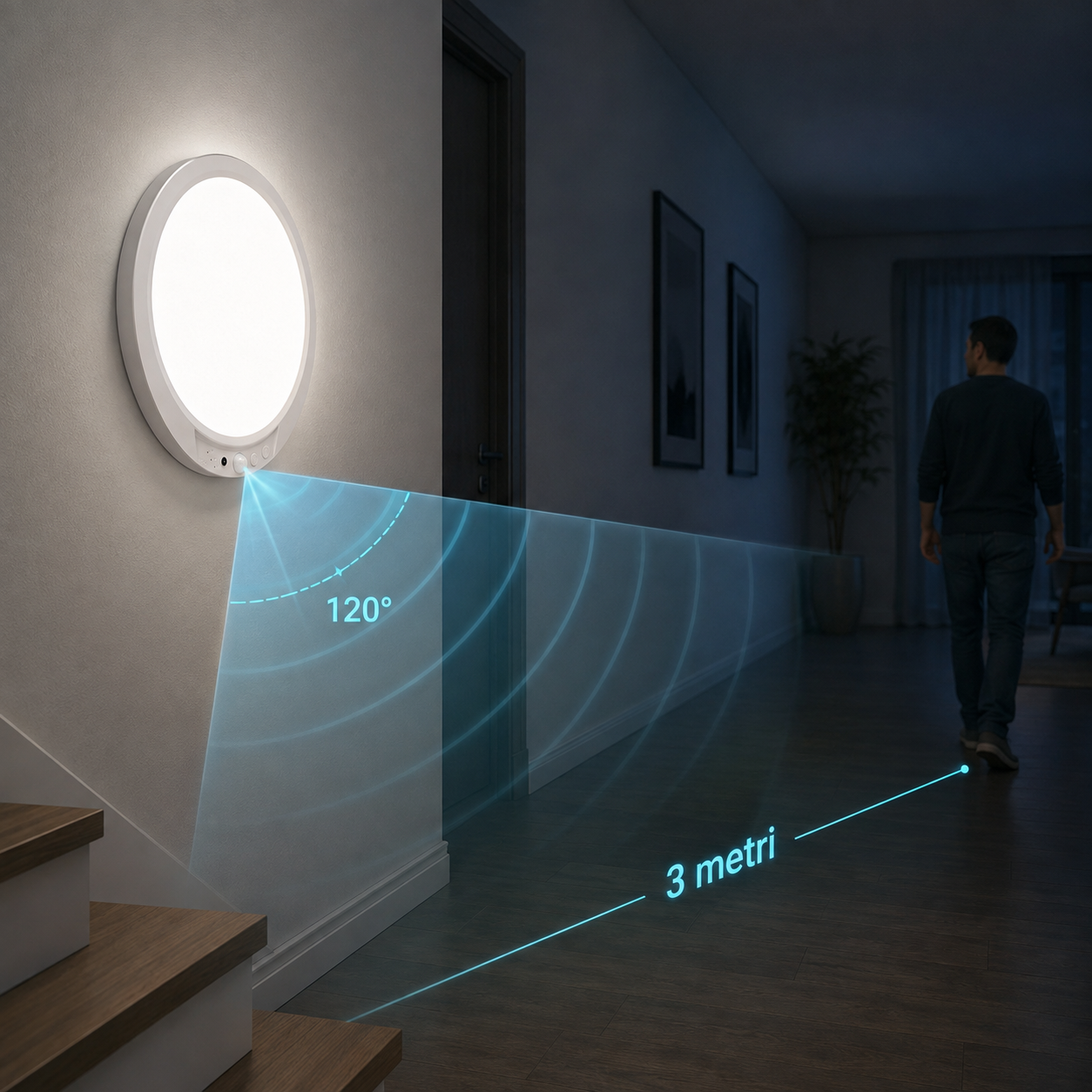 Aplică LED Fără Fir 19CM, cu Prindere Magnetică, Senzor Mișcare + Telecomandă, Baterie 6000mAh