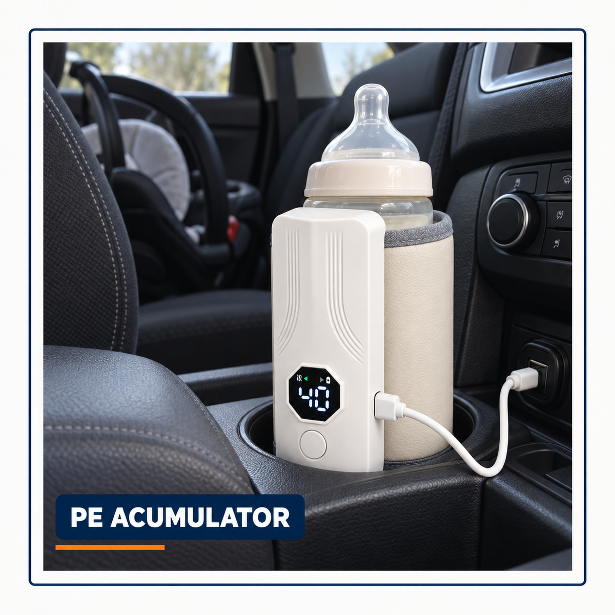 Încălzitor Portabil Biberon cu Acumulator 2x2000mAh, 6 Trepte 37-55°C, Ecran Digital + Cablu USB