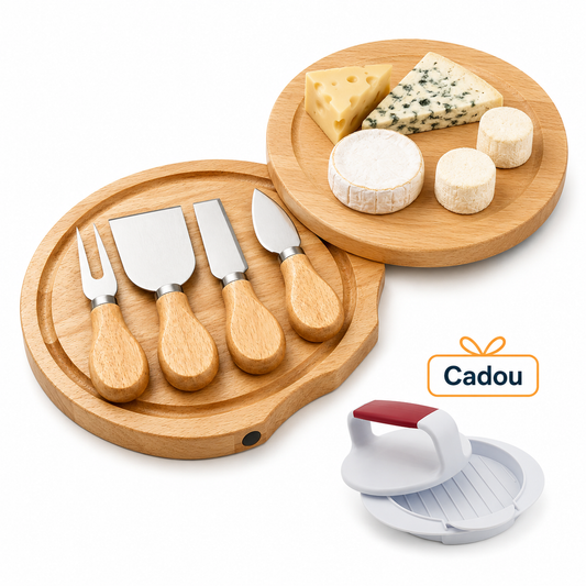 Platou Elegant Casena - Pentru Brânzeturi - 4 Ustensile + Presă Bugeri Cadou