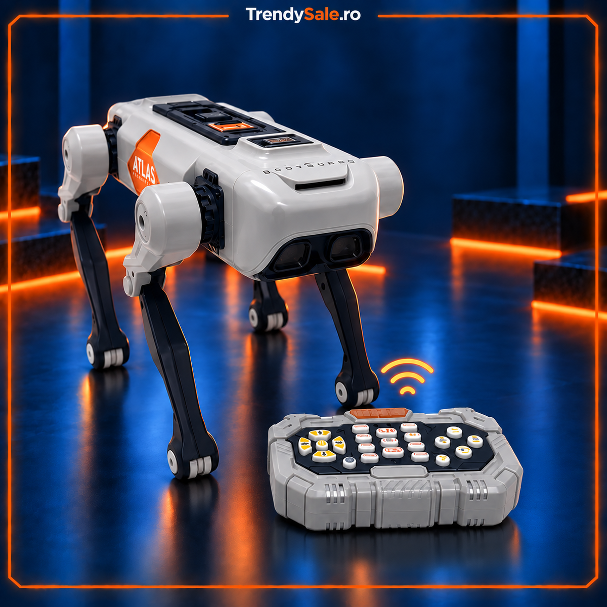 Câine Robot Interactiv ATLAS AI+, 6 Mișcări și Control Vocal, Telecomandă + Aplicație