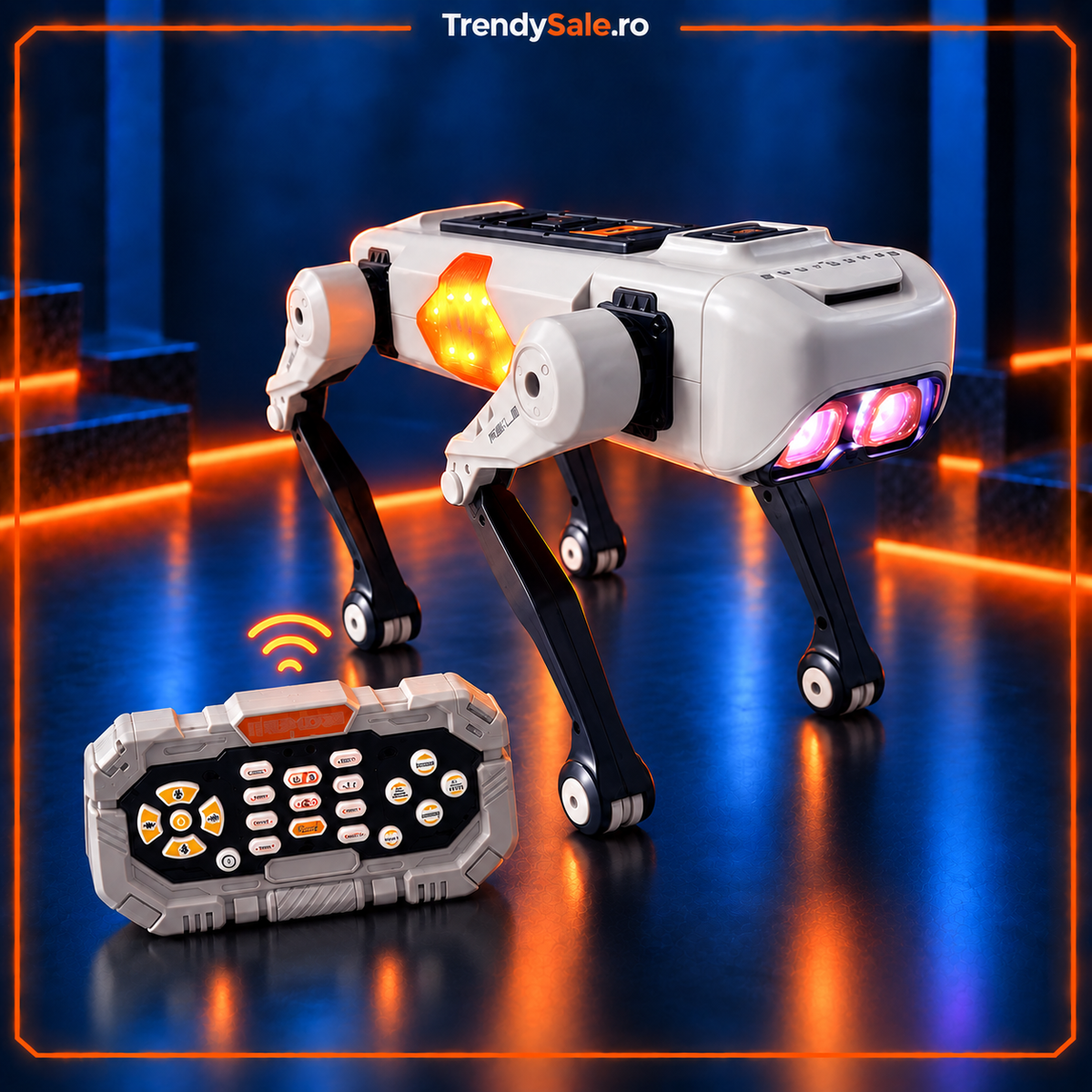 Câine Robot Interactiv ATLAS AI+, 6 Mișcări și Control Vocal, Telecomandă + Aplicație