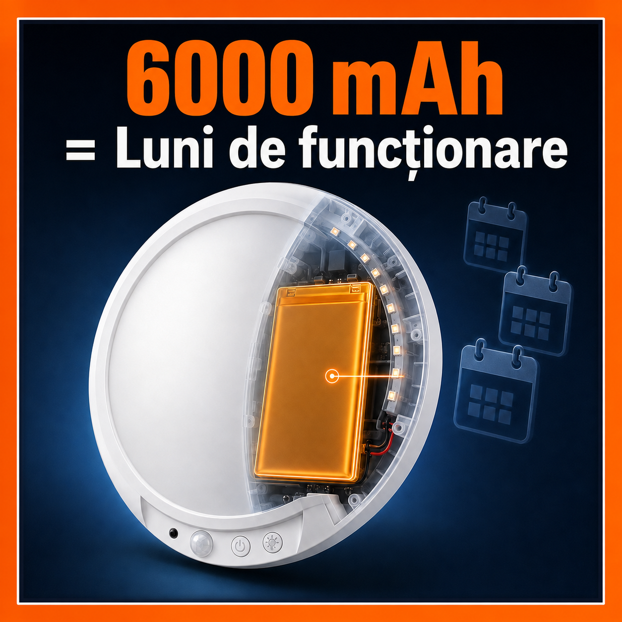 Aplică LED Fără Fir 19CM, cu Prindere Magnetică, Senzor Mișcare + Telecomandă, Baterie 6000mAh