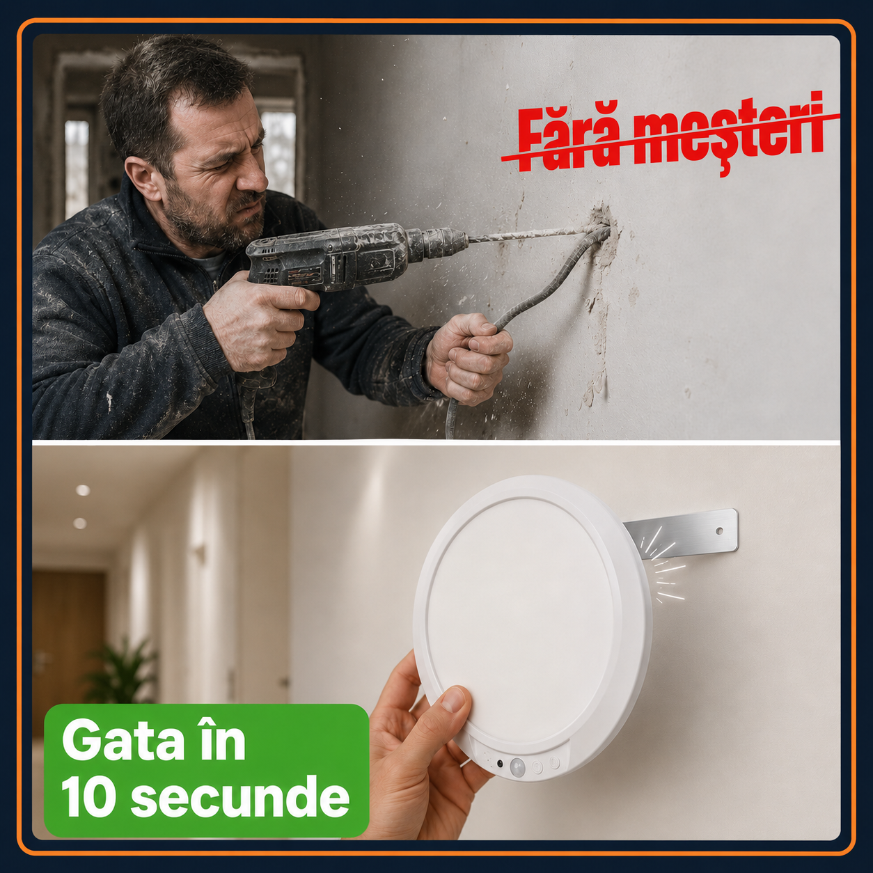 Aplică LED Fără Fir 19CM, cu Prindere Magnetică, Senzor Mișcare + Telecomandă, Baterie 6000mAh