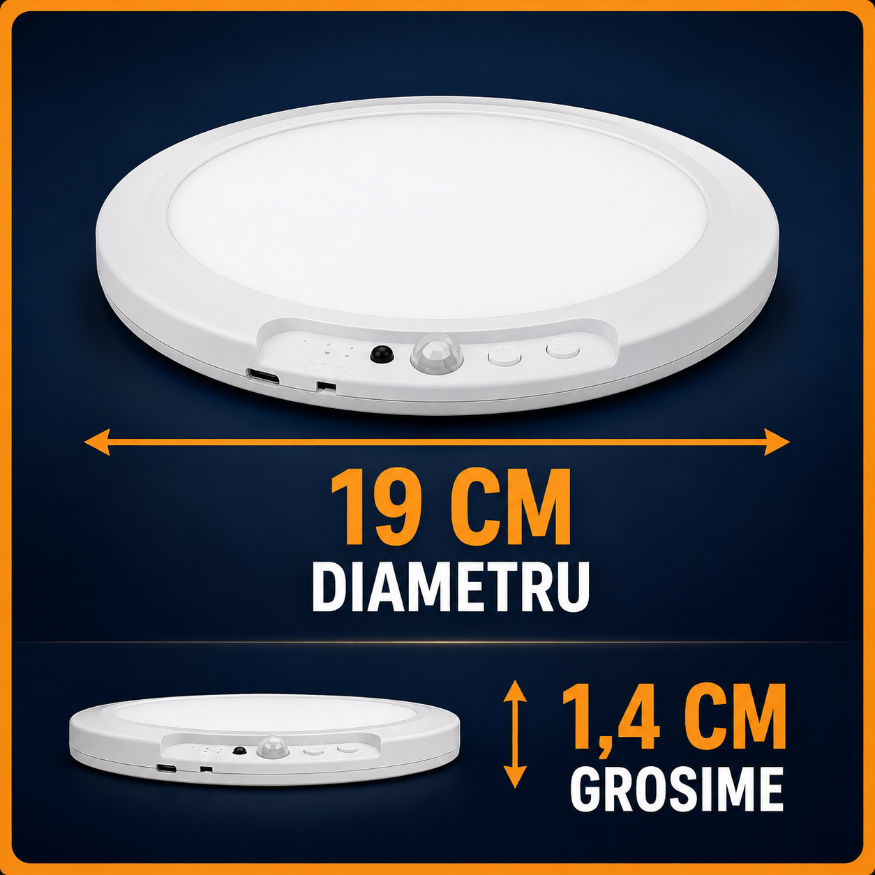 Aplică LED Fără Fir 19CM, cu Prindere Magnetică, Senzor Mișcare + Telecomandă, Baterie 6000mAh