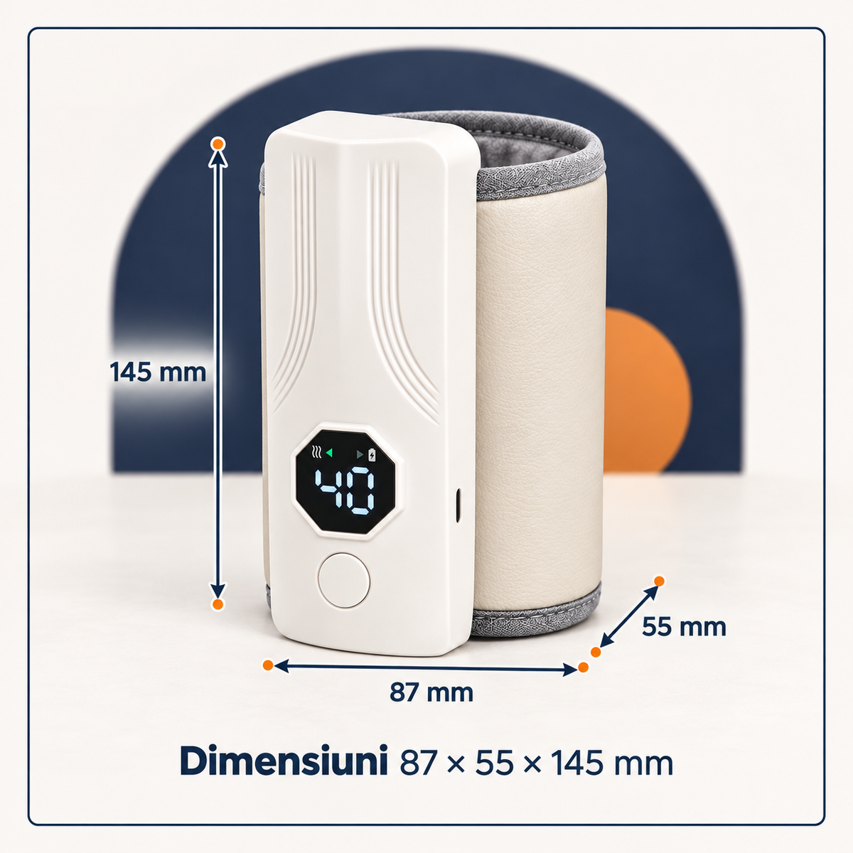 Încălzitor Portabil Biberon cu Acumulator 2x2000mAh, 6 Trepte 37-55°C, Ecran Digital + Cablu USB