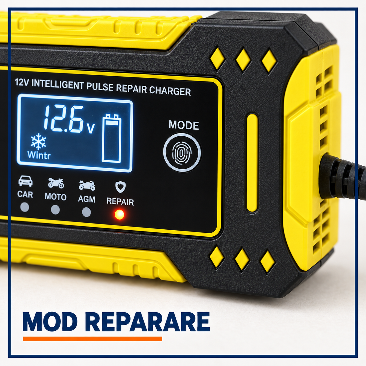 Redresor Auto 12V 6A pentru Baterii 2-100Ah, Auto/Moto, cu Afișaj LCD - Reparare prin Impulsuri