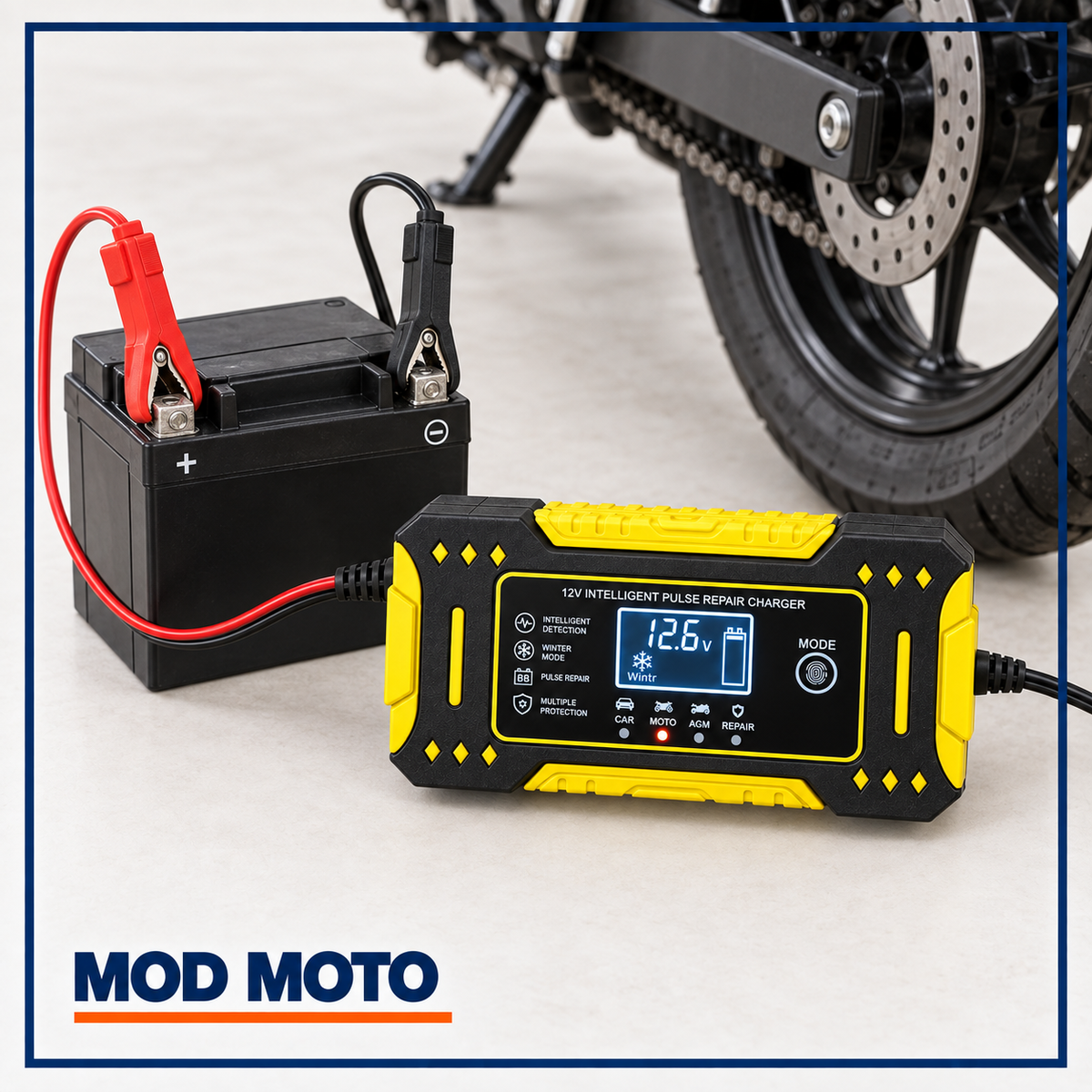 Redresor Auto 12V 6A pentru Baterii 2-100Ah, Auto/Moto, cu Afișaj LCD - Reparare prin Impulsuri
