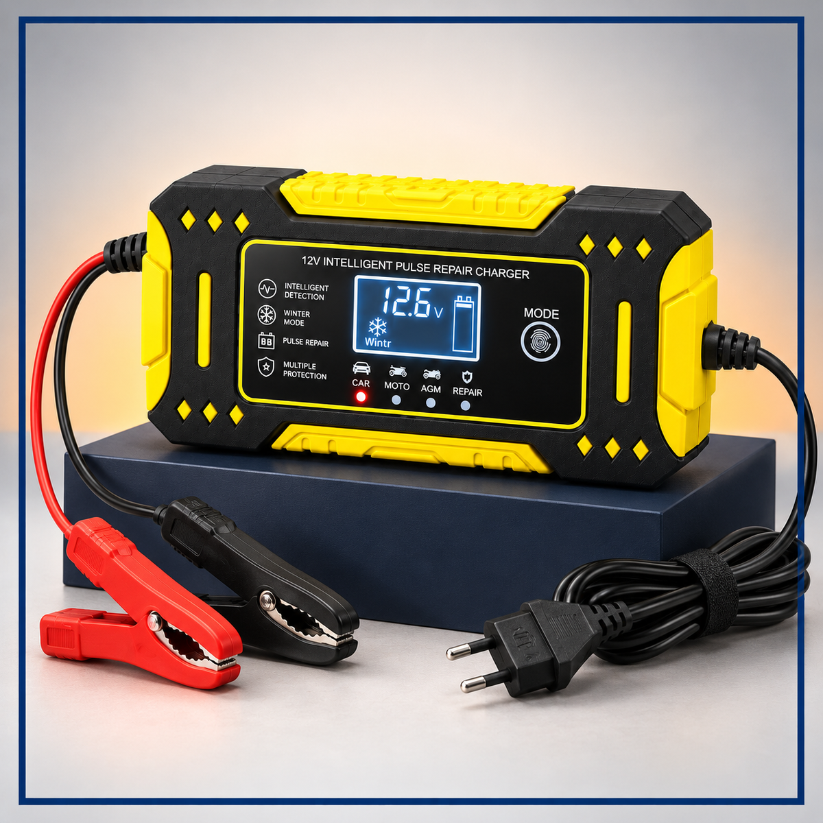 Redresor Auto 12V 6A pentru Baterii 2-100Ah, Auto/Moto, cu Afișaj LCD - Reparare prin Impulsuri