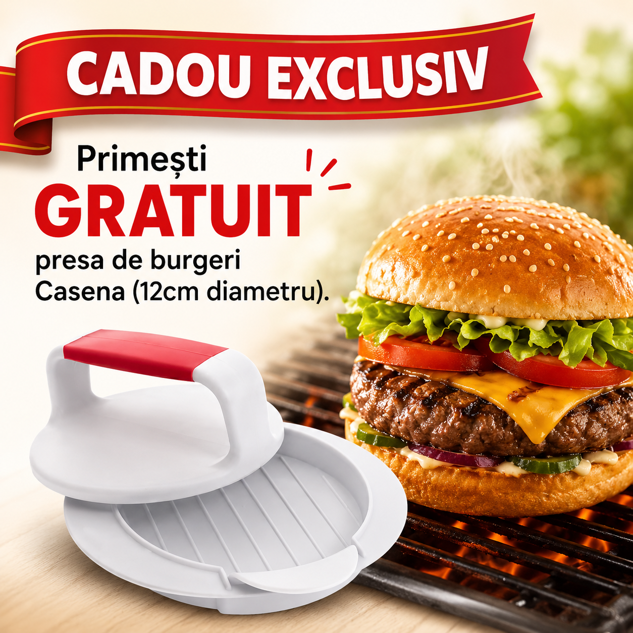 Platou Elegant Casena - Pentru Brânzeturi - 4 Ustensile + Presă Bugeri Cadou