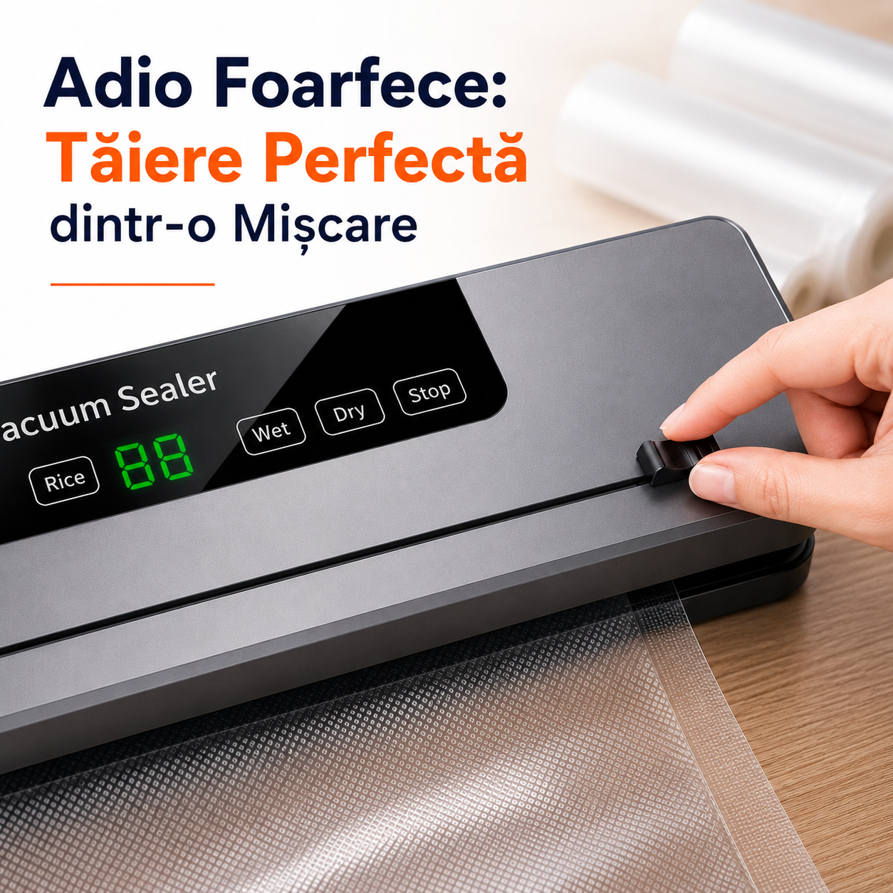 Aparat de Vidat Alimente 120W, Ecran LED + 10 Pungi Cadou