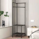 Cuier de colt din metal, cu 2 rafturi pentru organizare, negru Trendysale.ro