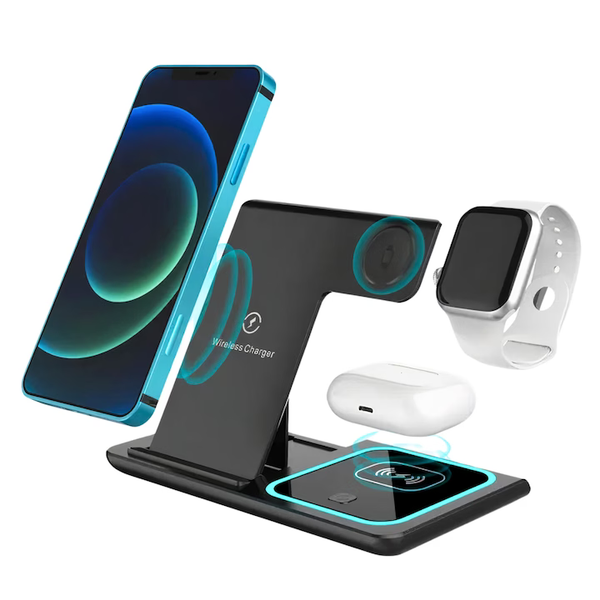 Dock de Incarcare Wireless 4 in 1, Suport Multifunctional cu Fast Charge 15W Trendysale.ro