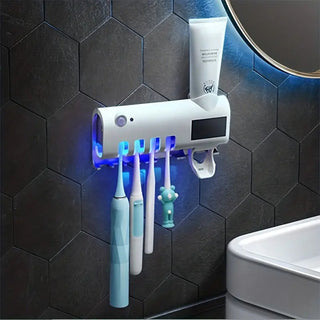 Dozator pentru pasta de dinti cu alimentare solara si sterilizator UV pentru periute Trendysale.ro