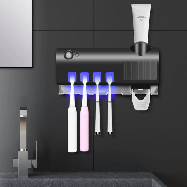 Dozator pentru pasta de dinti cu alimentare solara si sterilizator UV pentru periute Trendysale.ro