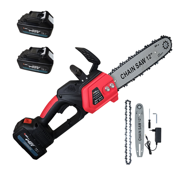 Drujba electrica cu lant 12 inch, 30cm, 2 Acumulatori, 88V Li-Ion, 1200 W, 4800rpm, 6500mAh Trendysale.ro