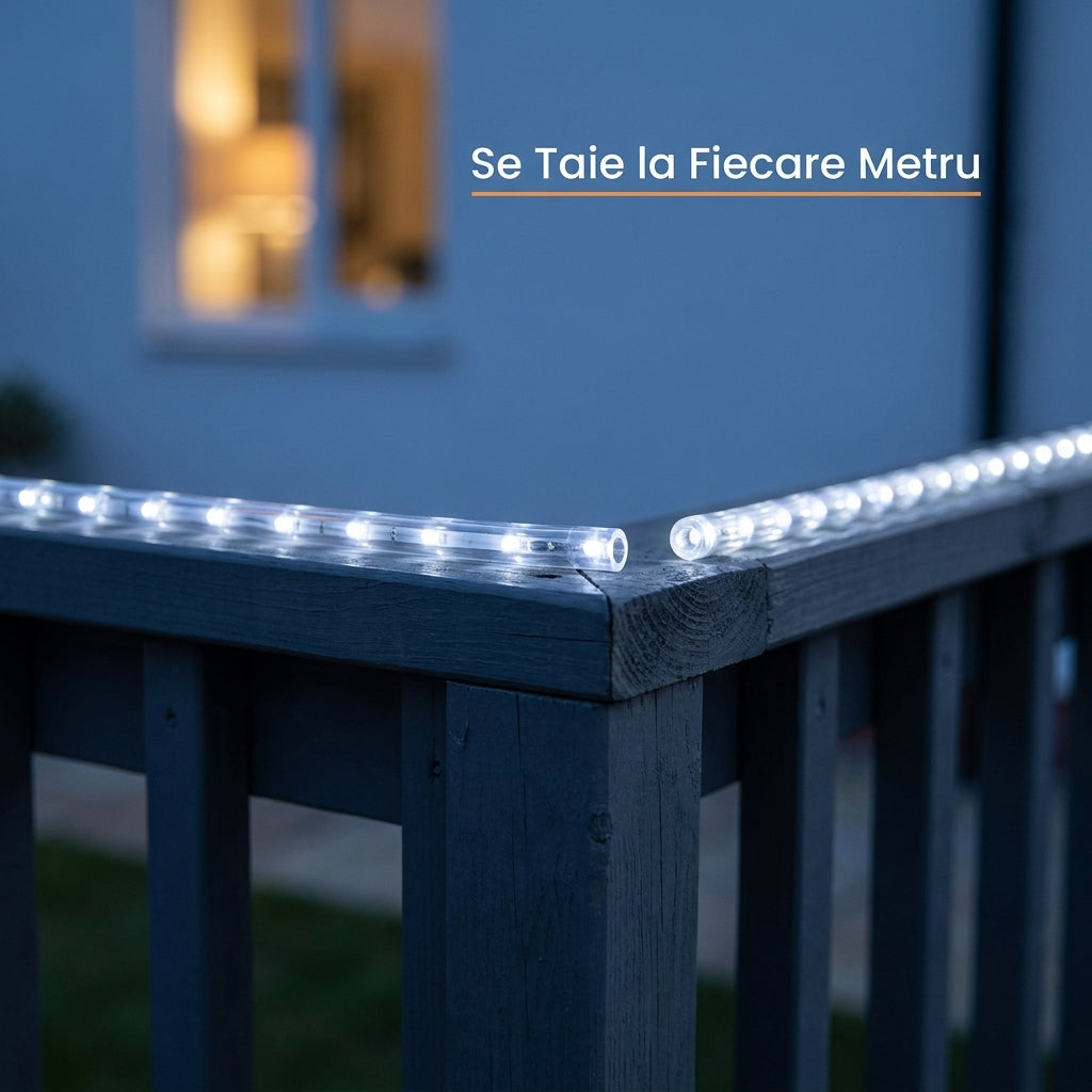 Instalație Crăciun Furtun Luminos 100 m, 2400 LED-uri Alb Rece, Secționabilă la 1 m, IP65
