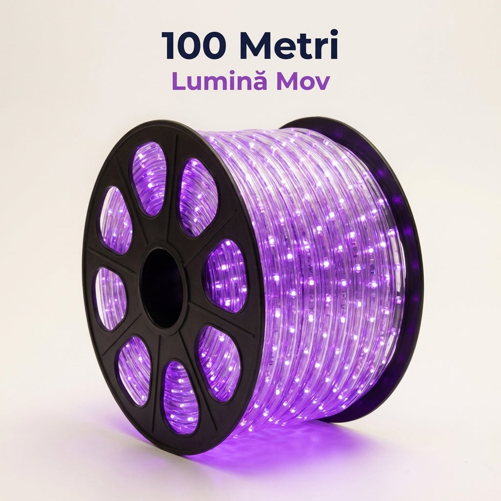 Instalație de Crăciun Furtun Luminos Mov 100 m, 2400 LED-uri, Secționabilă la 1 m, IP65