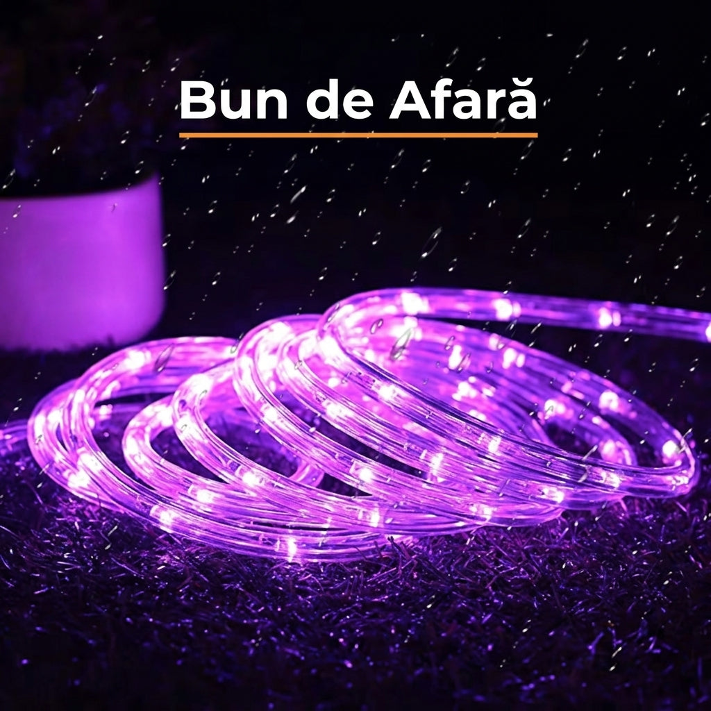 Instalație de Crăciun Furtun Luminos Mov 100 m, 2400 LED-uri, Secționabilă la 1 m, IP65