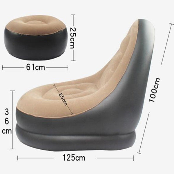 Fotoliu gonflabil cu suport de picioare, material catifelat Trendysale.ro